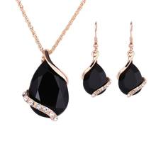 Imitate Crystal Earrings Pendant Necklace Geometric Design Jewelry Set For Women 2024 - buy cheap