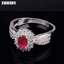 Женское кольцо с натуральным Рубином ZHHIRY, серебряное кольцо из натуральной 925 пробы, красные кольца с драгоценными камнями 2024 - купить недорого