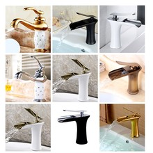 Waterfall faucet Basin faucet hot and cold water mixer tap copper Nordic black waterfall basin faucet 2024 - buy cheap