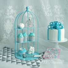 Jaula para cupcakes en azul, herramientas de decoración, proveedor de mesa para postres dulces de boda, escaparate de panadero, soporte para pasteles 2024 - compra barato