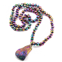 Fashion Bohemian Tribal Jewelry Long Multicolor Crystal Glass Knotted Natural Stone Pendant  Necklaces For Women Ethnic Necklace 2024 - buy cheap