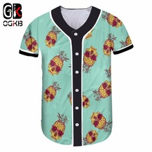 Ogko camisetas masculinas 3d, camisetas estilo hip hop, casual, estampa de abacaxi com óculos, camiseta unissex 5xl 2024 - compre barato