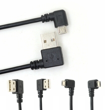 Левый и правый угловой 90 градусов USB Micro USB папа к USB Мужской кабель для зарядки данных 25 см для планшета 2024 - купить недорого