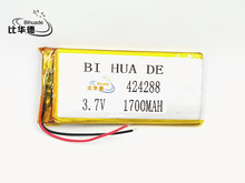 3,7 в 1700 мАч 424288 литий-полимерные литий-ионные аккумуляторные батареи для Mp3 MP4 MP5 GPS 2024 - купить недорого