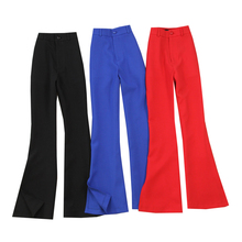 Verano de las mujeres de oficina formal pantalones de talla grande mujer negro pantalones moda de mujer para oficina negro rojo azul pantalones, alto cintura pantalones, pantalones de 2024 - compra barato