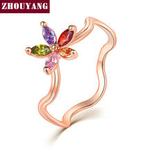 Летнее разноцветное кольцо ZYR009, розовое золото, кольца с австрийскими кристаллами всех размеров 2024 - купить недорого