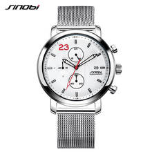 SINOBI модные спортивные часы с хронографом для мужчин с сетчатым стальным ремешком, кварцевые наручные часы для мужчин, Лидирующий бренд, роскошные Relogio Masculino 2024 - купить недорого