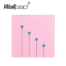 Interruptor de luz parede de vidro led, 4 grupos de vidros com 2 vidros sensíveis ao toque 220v, à prova d'água, rosa