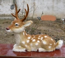 large 52x23x45cm prone sika deer model polyethylene&furs deer handicraft prop,home decoration gift a1645 2024 - buy cheap