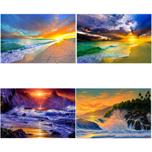 5D DIY full Square drill Diamond Painting Embroidery Sunset sea view Cross Stitch Rhinestones Diamond Mosaic decor 2024 - buy cheap