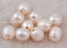 FREE SHIPPING wholesale 50pcs freshwater pearl white beads 9-11mm nature egg big hole 2024 - buy cheap