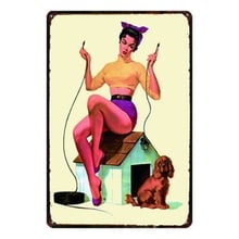 Pin UP Girl Vintage Tin Signs Beauty  Metal Plate Wall Pub Shop Restaurant Home Retro Art Decor Metal Poster Cuadros DU-1965 2024 - buy cheap