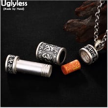 Uglyless-colgantes de plata 999 auténtica hechos a mano, caja de cilindro abierto, sin cadenas, joyería de budismo, Mantra, bisutería Unisex 2024 - compra barato