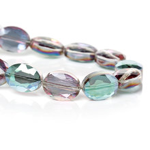 DoreenBeads Crystal Glass Loose Beads Oval Purple&Green Faceted Transparent About 12mmx 9mm,Hole: About 0.9mm,10 PCs 2024 - buy cheap