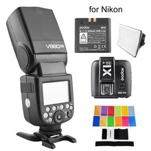 Godox V860II-N I-TTL вспышка HSS 2,4G Вспышка для Nikon D3000 D5500 D80 D5300 Dslr камера с триггером + цветной фильтр + софтбокс 2024 - купить недорого