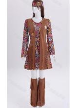 Adult 60s 70s Groovy Hippie Hippy Flower Power Womens Ladies Fancy Dress Costume 2024 - buy cheap