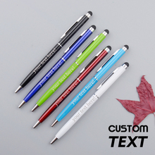 Bolígrafo de escritura multicolor hecho a mano con pantalla táctil, suministros de oficina, de Metal, con texto personalizado y nombre 2024 - compra barato