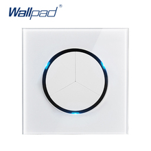 Wallpad New Arrival 3 Gang 1 Way Random Click Push Button Wall Light Switch With LED Indicator Crystal Glass Panel 16A 2024 - buy cheap