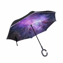 Reverse Galaxy Sky Double Layer Inverted Umbrella Self Stand C-Hook Long Handle For Car Manual Open Way Sun/Rain Umbrella 2024 - buy cheap