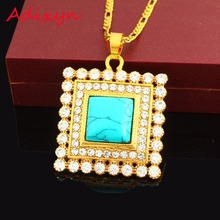 Pingente de pedra azul dourada etíope, ouro 18k, joia cristal estilo arábia estilo africano 2024 - compre barato