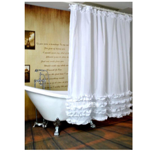 Утолщенная белая кружевная занавеска для душа, висячая занавеска для ванной, водонепроницаемая занавеска для ванной из полиэстера с защитой от плесени и металлическими крючками 2024 - купить недорого