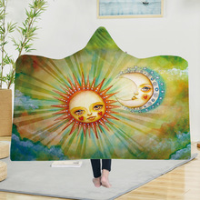 Yoga mat Hooded Blankets Magic Hat Blanket Thick Double-layer Plush 3D Digital Printing folk-custom sun Series 2024 - buy cheap