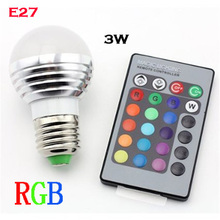 3W RGB Bombillas LED Lamp Dimmable AC 85V-265V Lampada LED E27 Luz 220V Lamparas Spotlight With IR Remote Control Bulb light 2024 - buy cheap