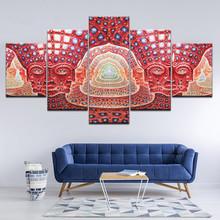 Pintura em tela psicodélico, 5 peças arte da parede do rosto modular impressões hd, ferramenta de imagens, alexa, pôster de música de metal, decoração de casa, quadro 2024 - compre barato