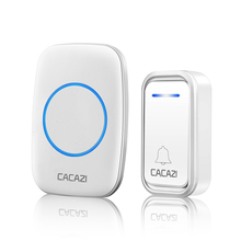 CACAZI Waterproof Wireless Home Doorbell Smart Remote 300M LED Light Battery Button Calling Door Bell EU Plug 38 Chime 3 Volume 2024 - buy cheap