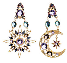 Fashion Earrings Brincos Luxury Moon And Star Pearl Blue Rhinestone Earing For Women Jewelry Earings Gift 2024 - buy cheap