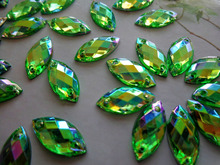 Sew on rhinestones Green AB colour stones Acrylic crystal 6*12mm Navette Shape Flatback  strass Diamond Gemstone 300pcs 2024 - buy cheap