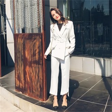 Workplace women's spring and autumn wild new British style fashion solid color suit suit casual temperament nine pants two sets 2024 - buy cheap