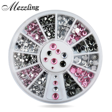 Hot Mix Sizes Clear Pink Grey Glitter 3d Nail Art Rhinestone Decoration Wheel DIY Beauty Nail Tools 2024 - buy cheap