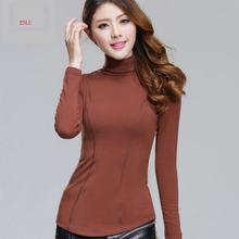Suéter feminino gola alta, blusão feminino tricô manga comprida grosso plus size 2024 - compre barato
