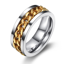 Новейшее кольцо из титановой нержавеющей стали 8 мм Панк Байкер обручальное кольцо для мужчин ювелирные изделия широкая цепочка кольцо Прямая поставка 2024 - купить недорого
