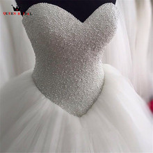 Custom Made Ball Gown Sweetheart Beaded Pearls Tulle Fluffy Romantic Long Wedding Dresses Wedding Gown 100% Real Photos WS60M 2024 - buy cheap