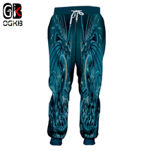 OGKB-pantalones para sudar informales para hombre y mujer, pantalón de chándal 3d con estampado de dragón azul, estilo hip hop, Punk, Unisex, Pantalones largos 2024 - compra barato