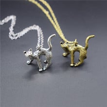 New Vintage Retro 3D Cat Charm Necklace Trendy Metal Cat Jewellery Siamese Cat Pendant Necklace Women Jewelery 2024 - buy cheap