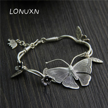 925 Sterling silver Multilayer Flowers Pendant Bracelets&Bangles Fashion Women Elephant Butterfly Charm Bracelet Jewelry gift 2024 - buy cheap