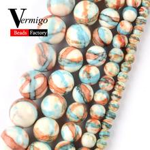 Blue Orange Red Stripe Rain Flower Natural Stone For Jewelry Making DIY Necklace Bracelet Round Loose Spacer Beads 4mm-10mm 15" 2024 - buy cheap