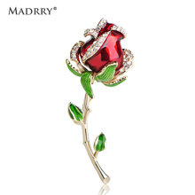 Madrry Valentine's Day Gifts Rose Flower Brooches For Women Gold color Enamel Brooch Pins Dress Collar Cilps Wedding Boutonniere 2024 - buy cheap