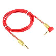 ALLOYSEED-Cable de Audio para auriculares, Conector de 3,5mm estéreo rojo/negro de 1m, macho a macho, Cable de ángulo recto de 90 grados, conector de 3,5 2024 - compra barato