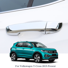 Acessórios externos lantejoulas para volkswagen visual 2019, capa para maçaneta de porta com lantejoulas em abs cromado 2024 - compre barato