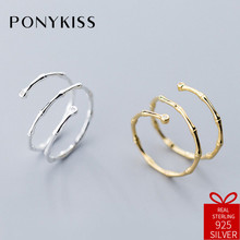 Женское кольцо для вечеринки PONYKISS, модное кольцо из 100% стерлингового серебра 925 пробы с цирконием и бамбуком 2024 - купить недорого