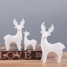 3Pcs/Set Ceramic Animal Figurine Decorative Statue Deer Porcelain Figurine Home Desktop Decor Christmas Birthday Wedding Gift 2024 - buy cheap