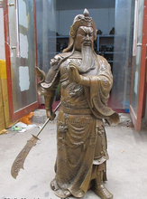 Escultura de bronce de China de 39 ", estatua de Guan Gong, dragón largo, hermosa Barba, Dios, cuchillo, bi002268 2024 - compra barato