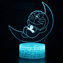 Lámpara LED de Luna temática de Doraemon 3D, luz nocturna, 7 colores, cambio táctil, regalo de Navidad 2024 - compra barato