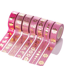15mm*10m Golden Foil Washi Tape Diary Kawaii Scrapbooking DIY Decor For Scrapbook Photo Album Sticker Pink Masking Adhesive Tape 2024 - buy cheap
