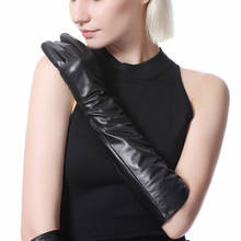 Women Leather Gloves Winter Genuine Leather Mittens Fashion Workout Goatskin Long Gloves PW9704-N 2024 - buy cheap