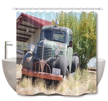 LB European Vintage Retro Car Shower Curtain with Mat Set Extra Long Bathroom Waterproof Polyester Fabric For Man Bathtub Decor 2024 - buy cheap